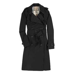 EXCELLENT CONDITION $1000 Burberry Double-Breasted Black Trench Coat w Belt Sz 4